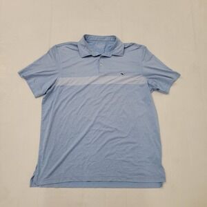 Vineyard Vines Performance Polo Shirt Men's XL Blue Stripe On-The-Go Golf Soft